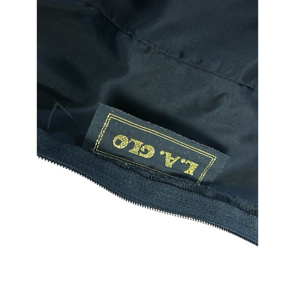 LA Glo Vintage Black Satin Trimmed Halter Dress Tulle Underneath Sz Sm - Picture 6 of 7